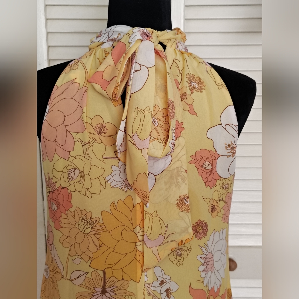 Eliza J Sunny Yellow Floral Halter Maxi Dress Size 2 – Like New - Picture 7 of 12